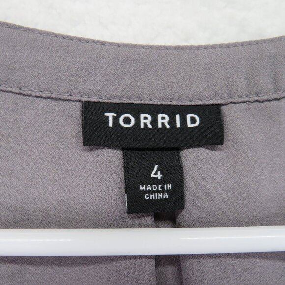Torrid Shirt Womens Size 4X Gray Kaftan Sleeveless Blouse V Neck Button Front - Picture 4 of 8